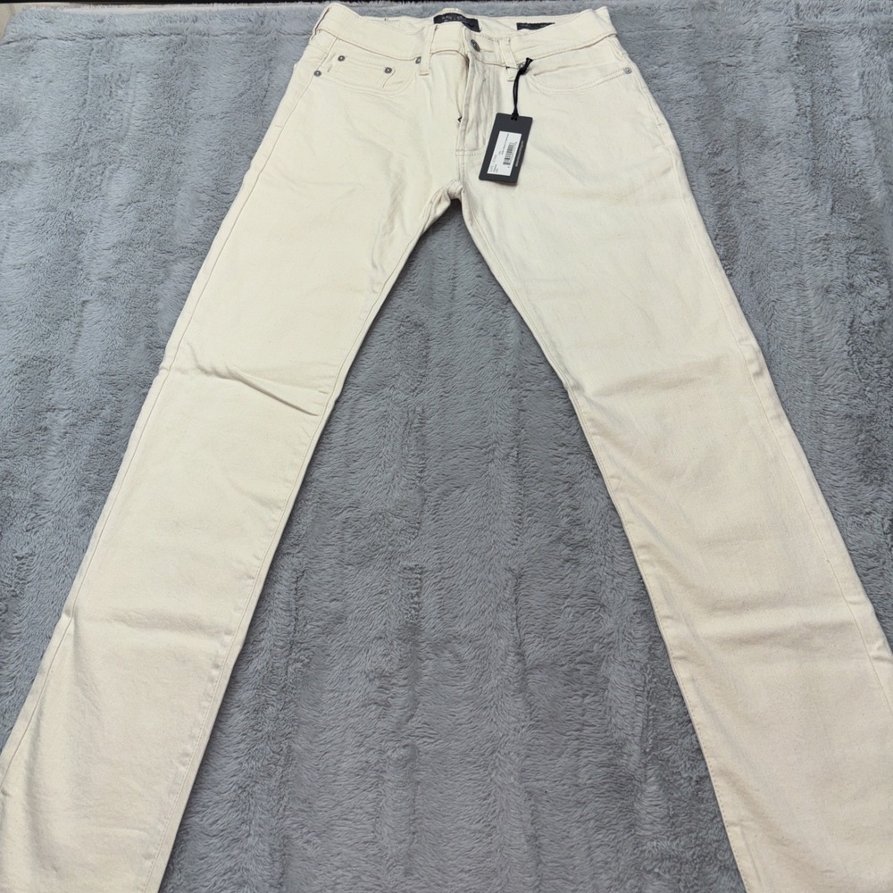 Slate & Stone Mens Jeans 29x32 Straight Fit Stretch‎ Denim Pant Ecru Cream $198
